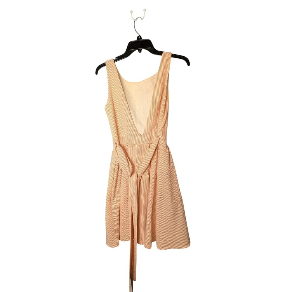 Lauren James Emerson Seersucker Dress Peach White Stripe Bow Back Womens Small - Picture 2 of 3